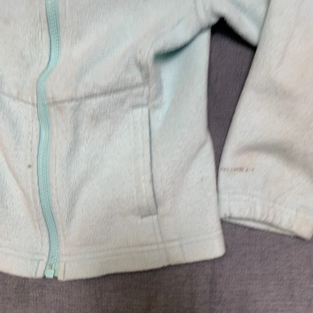 Columbia Fleece Jacket Girls XS Aqua Logo Mock Neck Long Sleeve Full Zip Winter